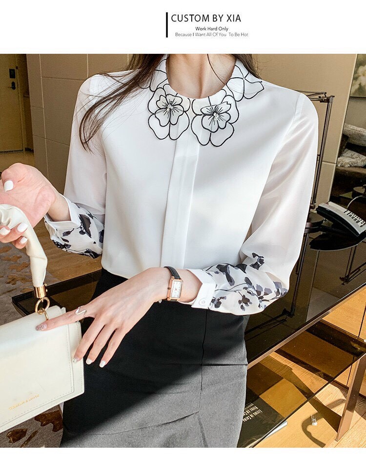 Áo Kiểu Cổ Đính Đá - SM57